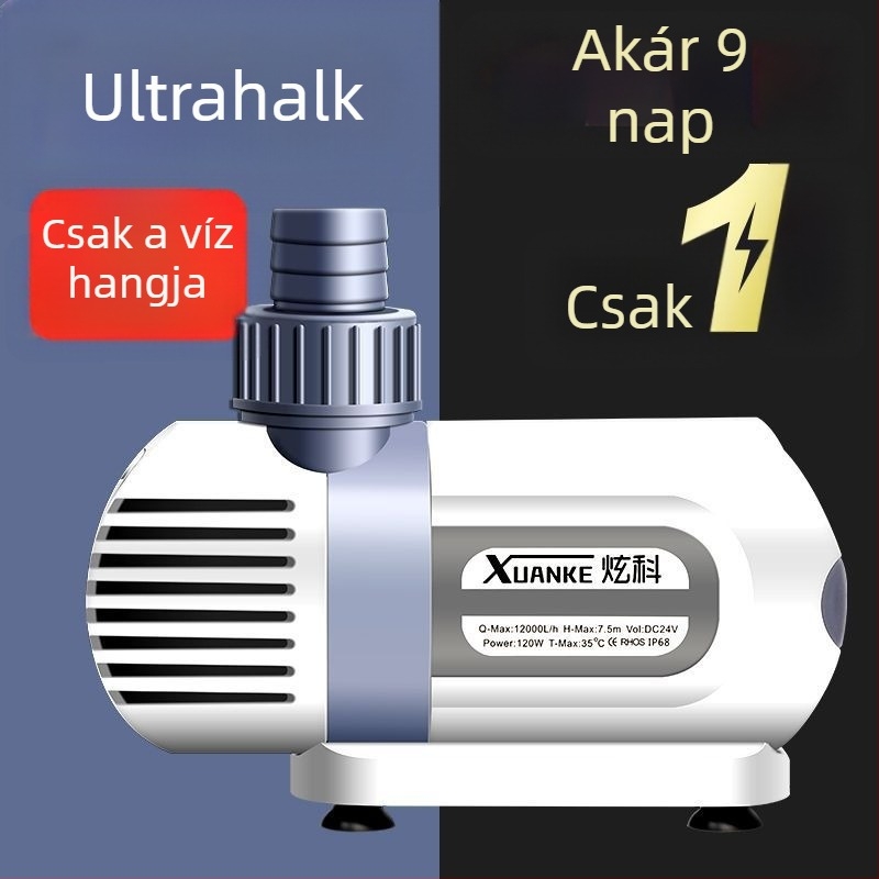 Akvariumhoz változó frekvenciájú vízszivattyú, merülő, rendkívül csendes tónak és akvariumnak