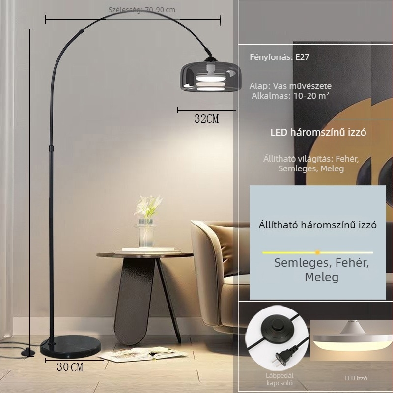 Fishing Lamp, prémium olasz minimalist állólámpa a nappaliba és hálószobába, művészi dekor, olvasólámpa