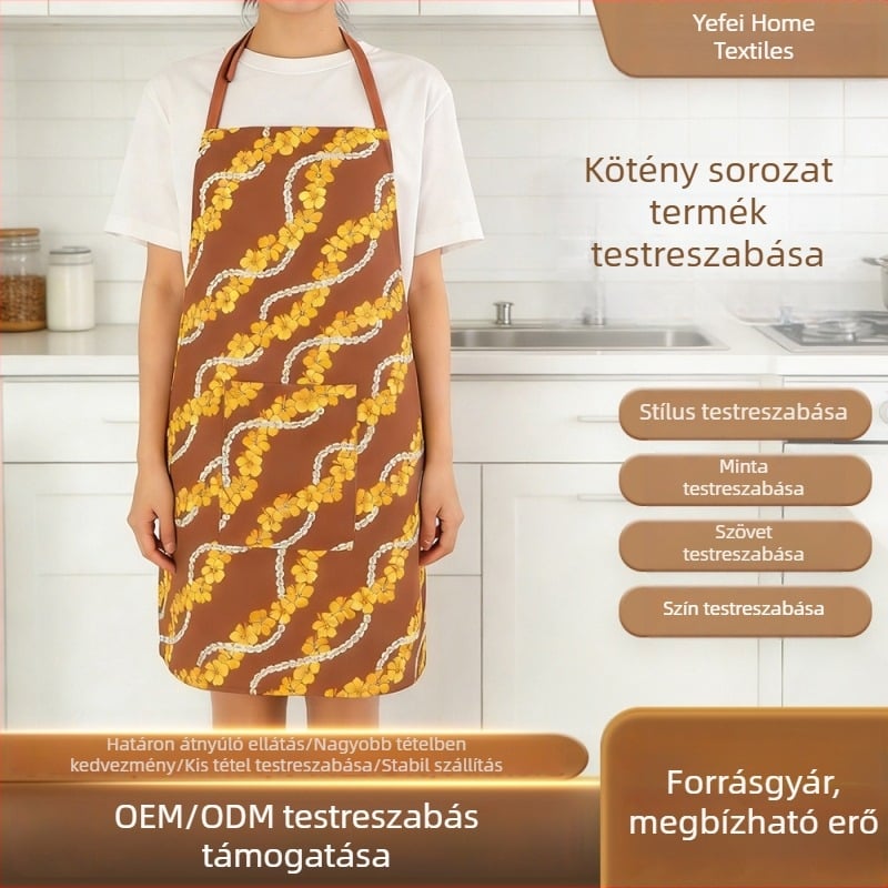 Pamut vászon nyomtatott kötény, kínai stílusú, ujjatlan, olaj- és vízálló konyhai viselet