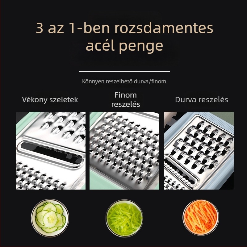 Rozsdamentes acélból készült konyhai multifunkcionális három az egyben reszelő