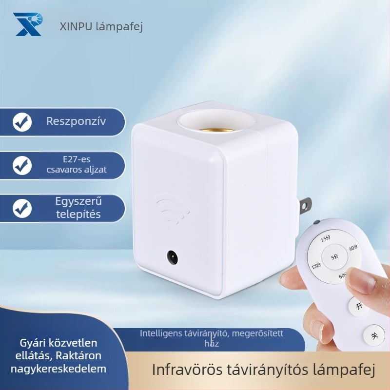 E27-es lámpatartó infravörös távirányítóval, vastag ház, érzékeny szenzor és intelligens távirányítós foglalat