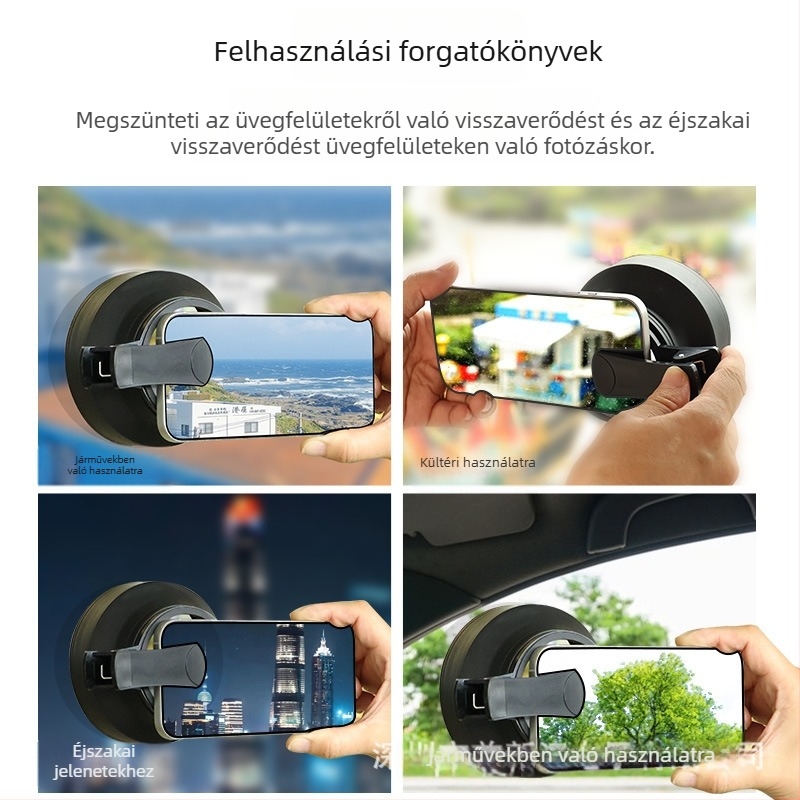 67 mm-es gumírozott objektív árnyékoló telefonhoz – rögzítő klip, reflexiók kizárása
