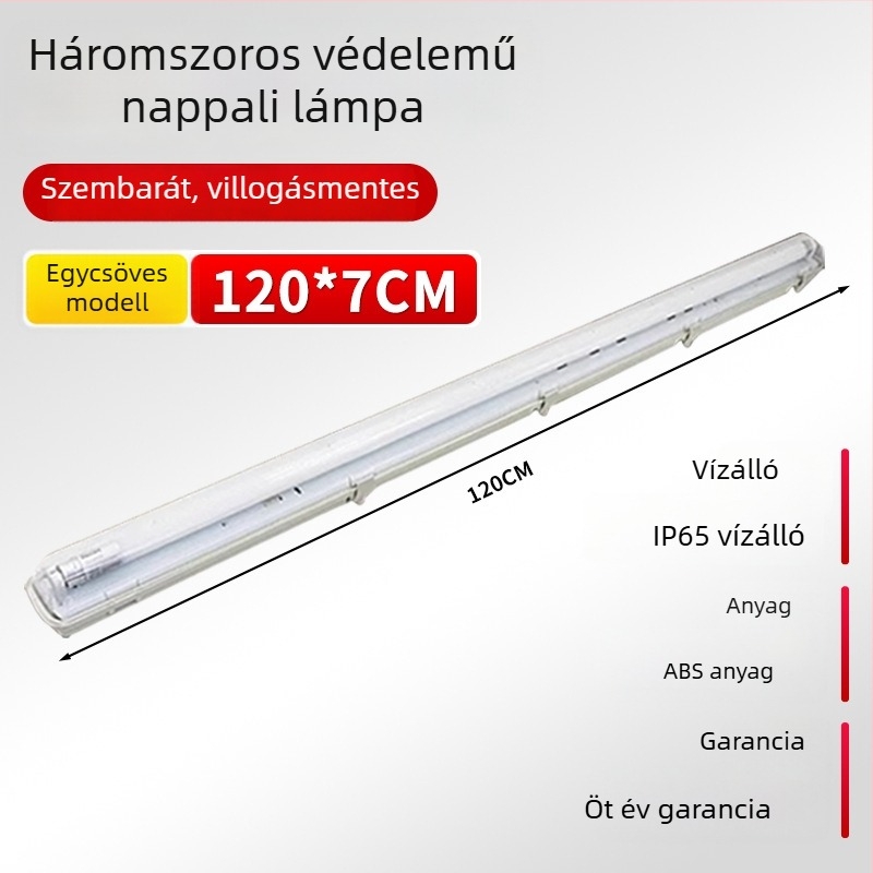 LED T8 háromvédelmes lámpa rovarvédő burkolattal, 1,2 m hosszú nappali világításhoz állvánnyal, egy- vagy kettőcsöves kivitel