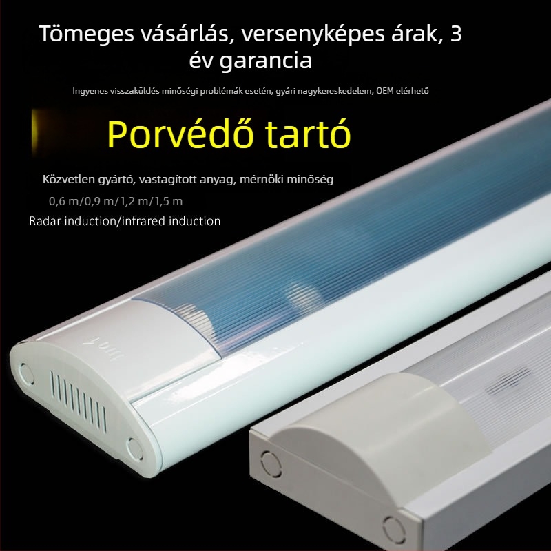 Porálló T8 fénycső tartó, egylámpás vagy kettős csővel, hosszú csíkos kivitel tiszta helyiségekhez, tisztítás és páramentesítés