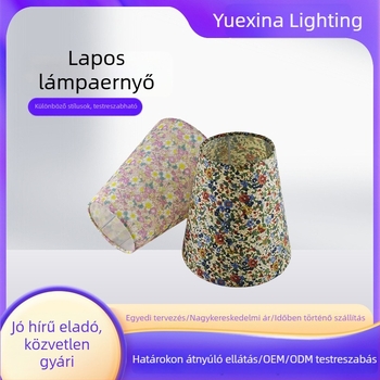 Nyomtatott textil lámpabura asztali lámpához – sík, kerek retro dizájn, univerzális csere