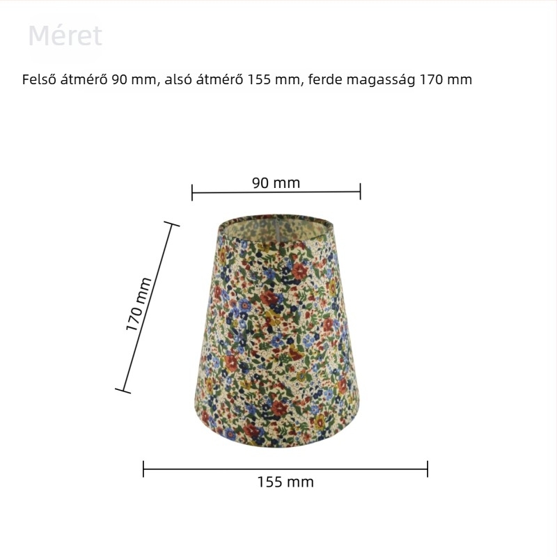 Nyomtatott textil lámpabura asztali lámpához – sík, kerek retro dizájn, univerzális csere