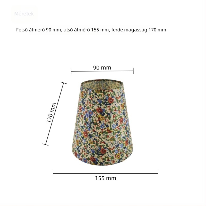 Nyomtatott textil lámpabura asztali lámpához – sík, kerek retro dizájn, univerzális csere