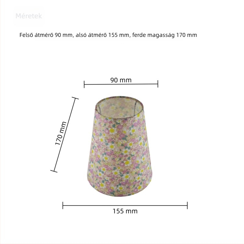 Nyomtatott textil lámpabura asztali lámpához – sík, kerek retro dizájn, univerzális csere