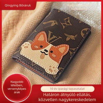 Bőrtárgyatartó nagy kapacitással, több rekesz, anti-mágneses védelem, retró mintázat, kopásálló, hordozható igazolványtartó