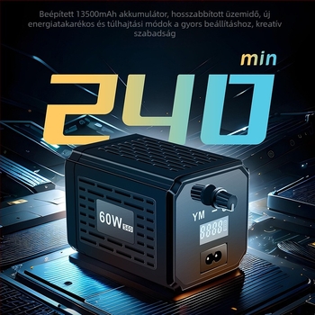 YM-S60 Kültéri kézi kiegészítő világítás COB LED-del, beépített akkumulátorral, kettős színhőmérsékletű videózáshoz