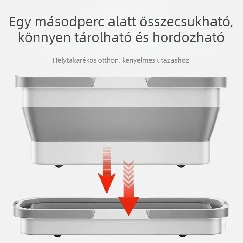 Téglalap alakú összecsukható felmosóvödör, nagy méretű, tartós és hordozható, száraz és nedves használatra, összecsukható víztároló tartály