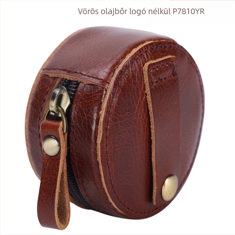 Top-grain marhabőr érme- és ékszertároló pénztárca, női vintage Crazy Horse bőr, kulcstartó és aprópénz rekesz