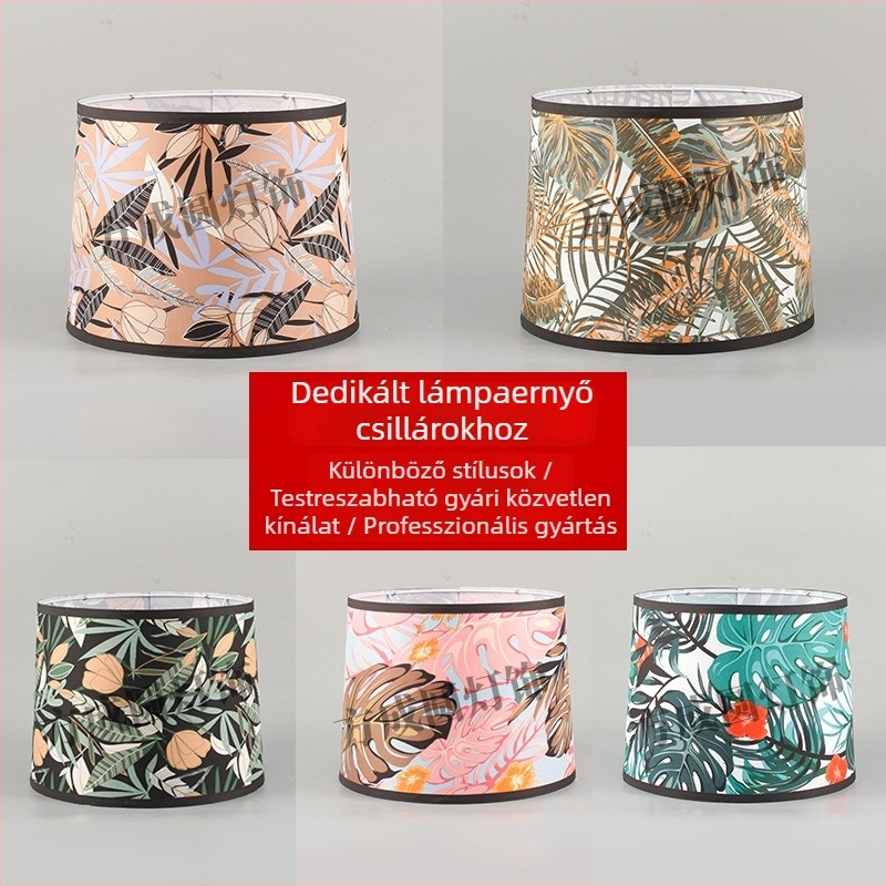 Textil árnyékoló lámpához padlólámpához és asztali lámpához, skandináv stílus, tropikus esőerdő mintázat