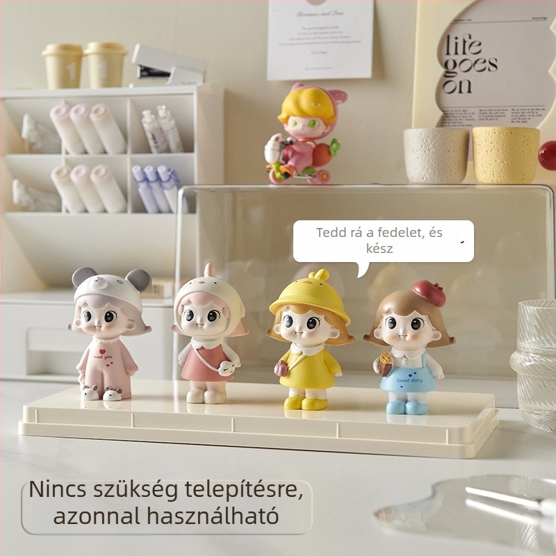 Átlátszó akril tároló doboz figuráknak, lépcsős dizájn, porálló, nagy kapacitás LEGO-figurákhoz