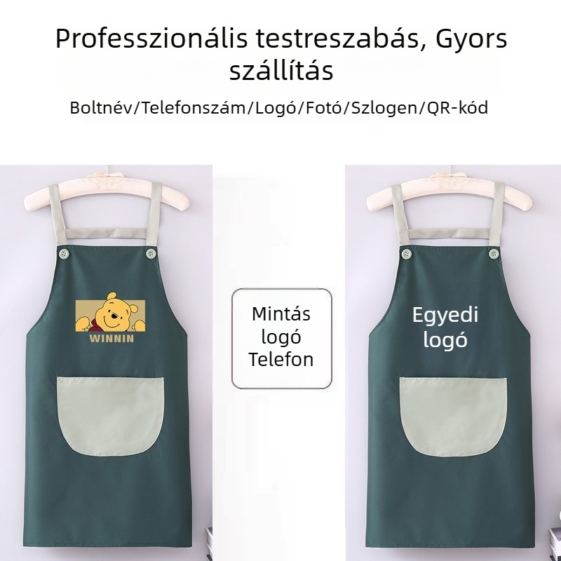Új stílusú vízálló és olajálló kötény otthoni konyhára, női cartoon dizájn, testreszabható főzési munkaruha