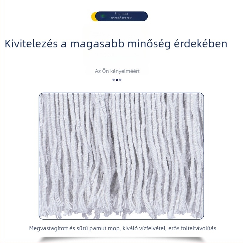 Széles fejű mopfej vasrúddal, 100% pamut nedvszívó, háztartási tisztításhoz – cserefej