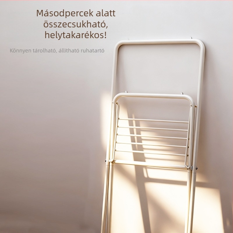 Padlón álló ruhaszárító állvány, összecsukható, otthon és kollégium számára, modern minimál dizájn, alkalmas hálószobára, erkélyre és ablakhoz