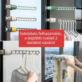 Classic Crown Rozsdamentes acél kültéri ruhaszárító, hordozható, egypálcás dizájn ablakhoz és erkélyhez
