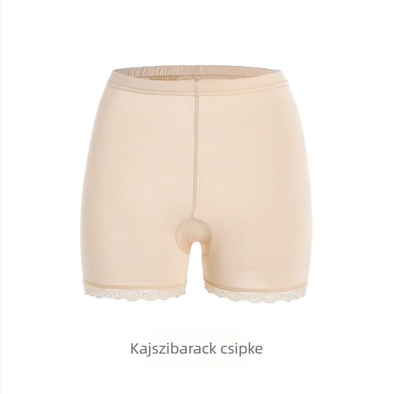 Női nyári Ice Silk anyagú rövidnadrág, csipkés alsórésszel, háromnegyedes hossz, nagy méret, varrat nélküli, átlátszatlanság elleni védelem