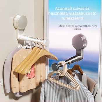 Fali falra szerelhető ruhaszárító és tároló vákuumos rögzítéssel, teleszkópos