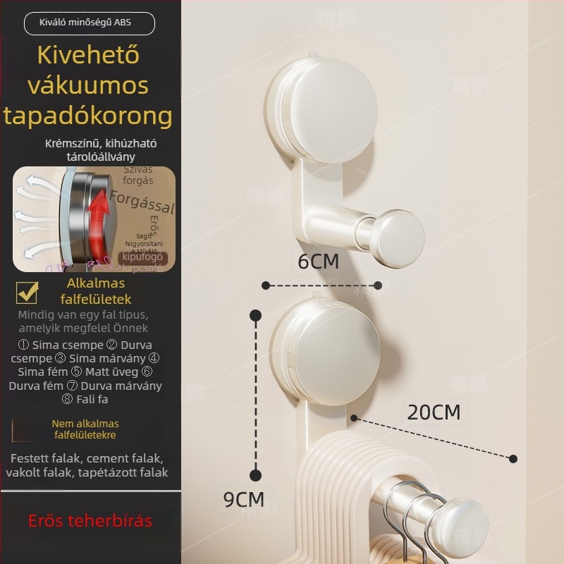 Fali falra szerelhető ruhaszárító és tároló vákuumos rögzítéssel, teleszkópos