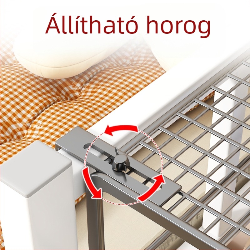 Kibővíthető ruhafogas az ágynál a kollégiumban felső polccal