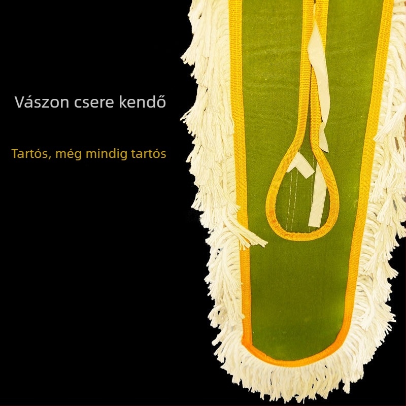 Lapos felmosó kereskedelmi használatra, széles fej, pamutfonálból, kéz nélküli facsarással