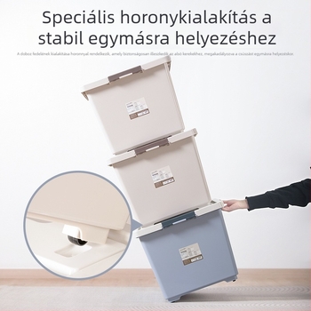 Camellia műanyag tároló doboz hálószobába, nagy, közepes és kis méretben, fedéllel és kerekekkel, egymásra rakható, tároló