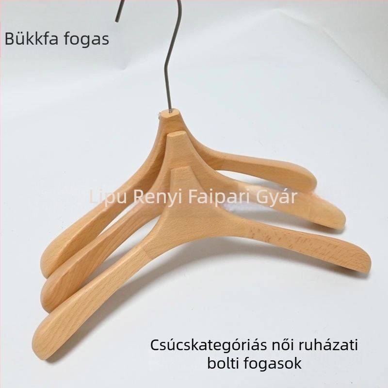 Vállfa bükkféből, lakkozatlan felülettel, csúszásmentes, tömörfa, modern minimalista stílus