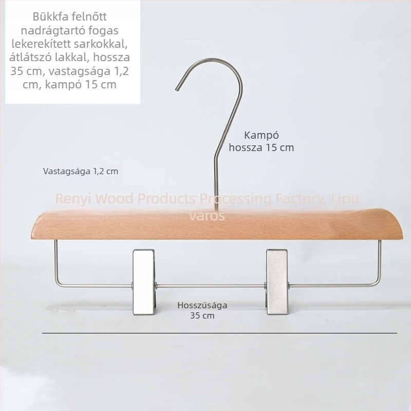 Vállfa bükkféből, lakkozatlan felülettel, csúszásmentes, tömörfa, modern minimalista stílus