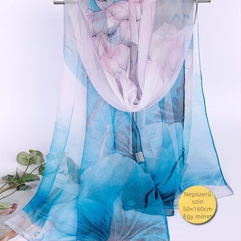 Lotus Georgette középméretű sál, mintás, 50×160 cm, nyári napvédelem, hőszigetelés, anyuka-stílus, táncbarát, mindennel illik