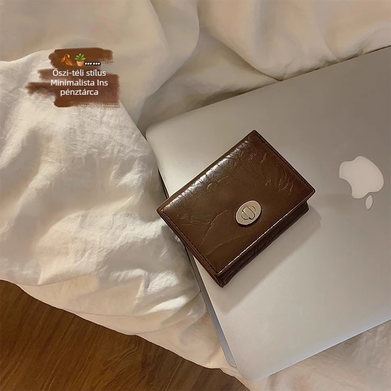 Insta-stílusú minimalist kártyatartó pénztárca, tartós, kompakt, egyszínű, koreai diák-stílus, rövid modell, könnyű luxus, mindent egyben