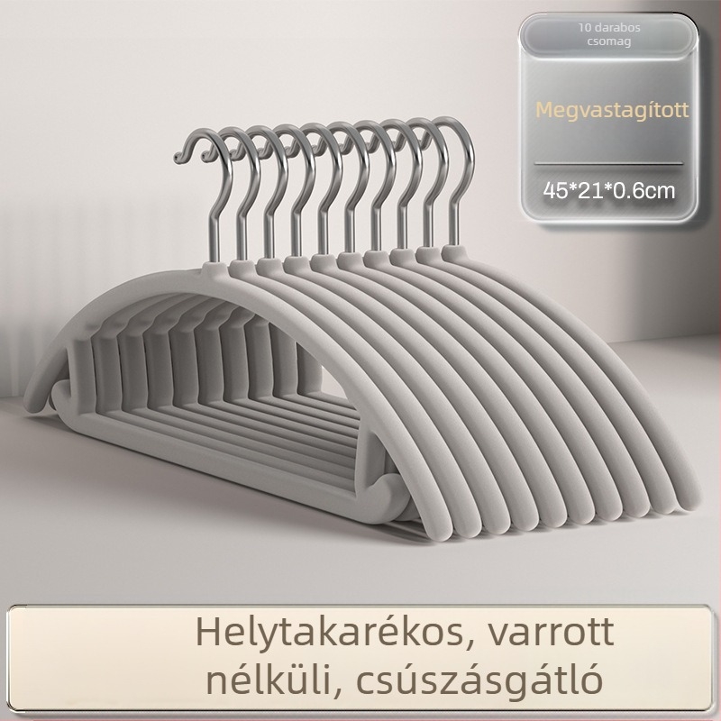 Flokking bevonatú ruhafogas otthoni használatra — csúszásmentes, varrat nélküli kialakítás, gardrób rendező