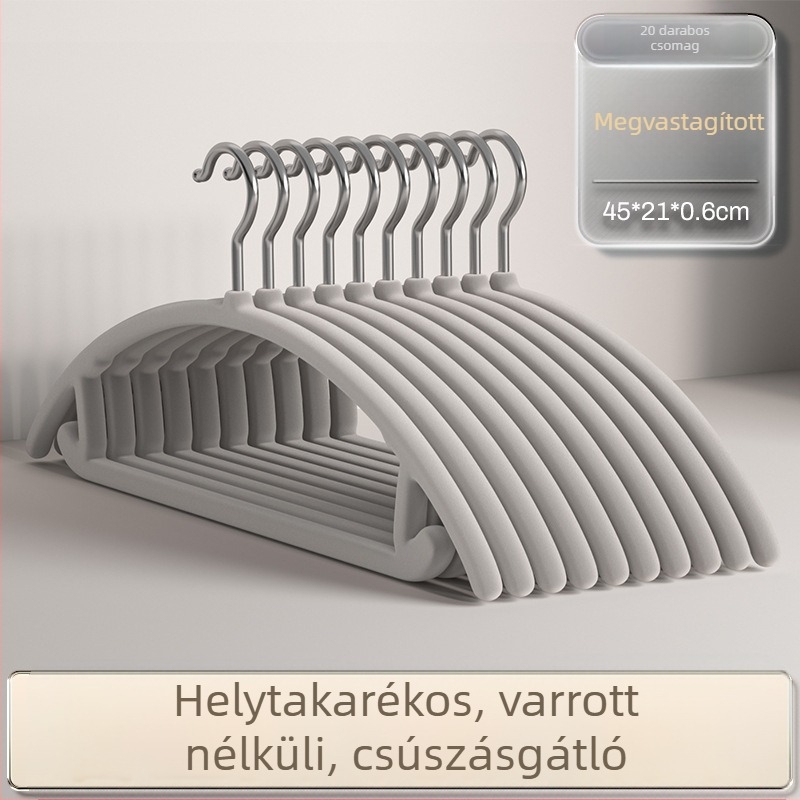 Flokking bevonatú ruhafogas otthoni használatra — csúszásmentes, varrat nélküli kialakítás, gardrób rendező
