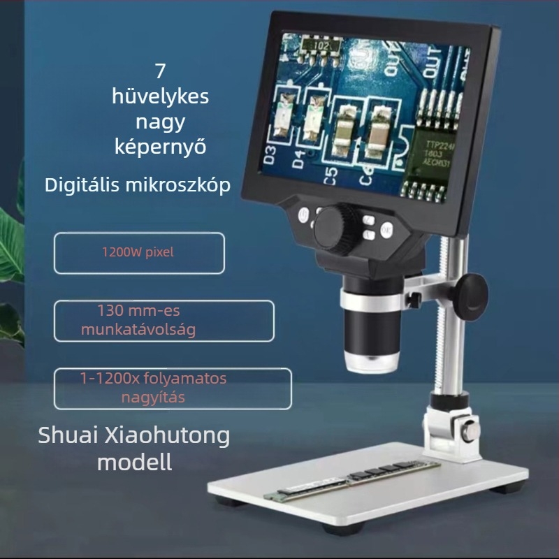 12 MP-os elektronmikroszkóp 7 hüvelykes LCD kijelzővel, késleltetés nélkül, tartalmaz kompenzáló fényt