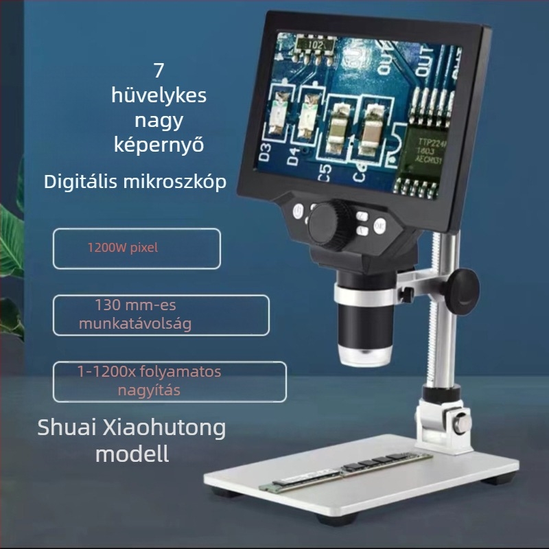 12 MP-os elektronmikroszkóp 7 hüvelykes LCD kijelzővel, késleltetés nélkül, tartalmaz kompenzáló fényt