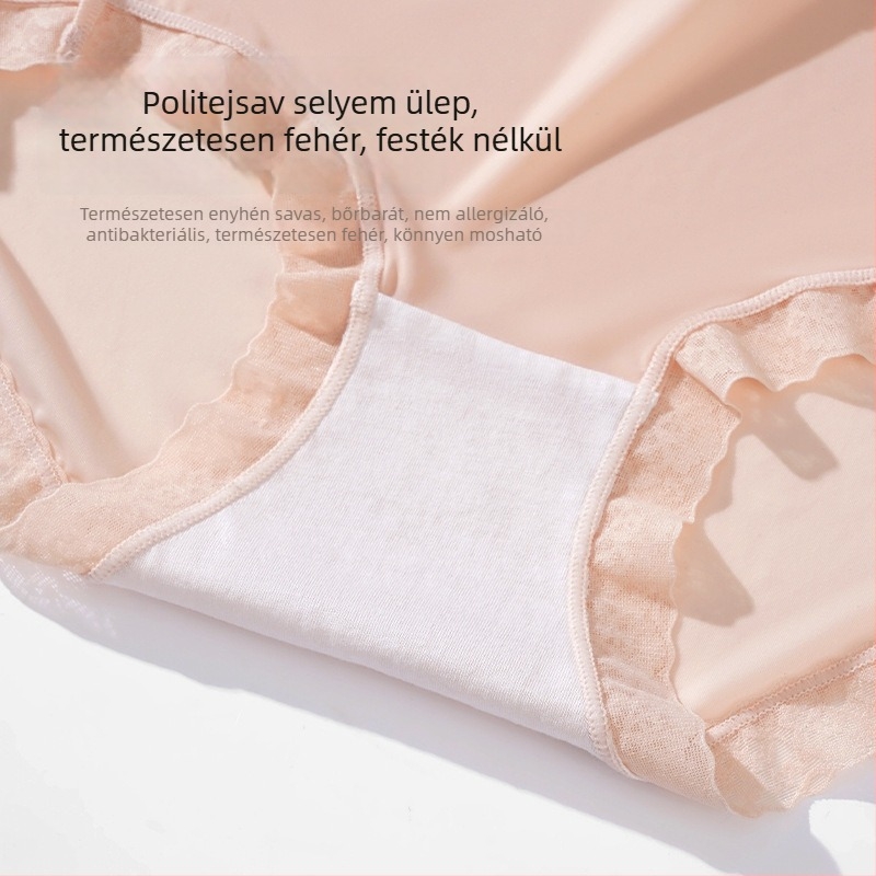 Női középmagas derekú csipkés alsónemű, légáteresztő, gyorsan száradó nylon anyagból, pamut bélés