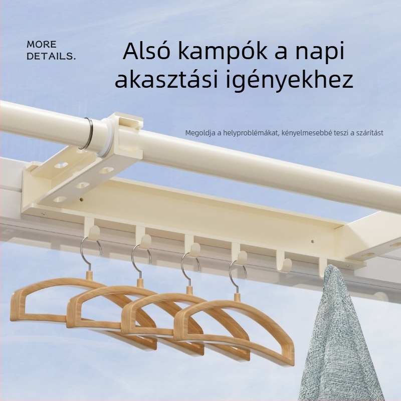 Master Liao teleszkópos falra szerelhető ruhaszárító rúd, lyukasztás nélküli, erkélyhez, modern minimalista stílus