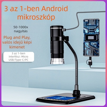 HD hordozható digitális mikroszkóp, 3 az 1-ben USB, Android és PC-kompatibilis, mobiltelefonok javításához, Zcf