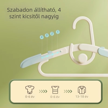 Baba- és újszülött ruhafogas, kihúzható, szagtalan, összecsukható, ruhák felakasztásához és tárolásához