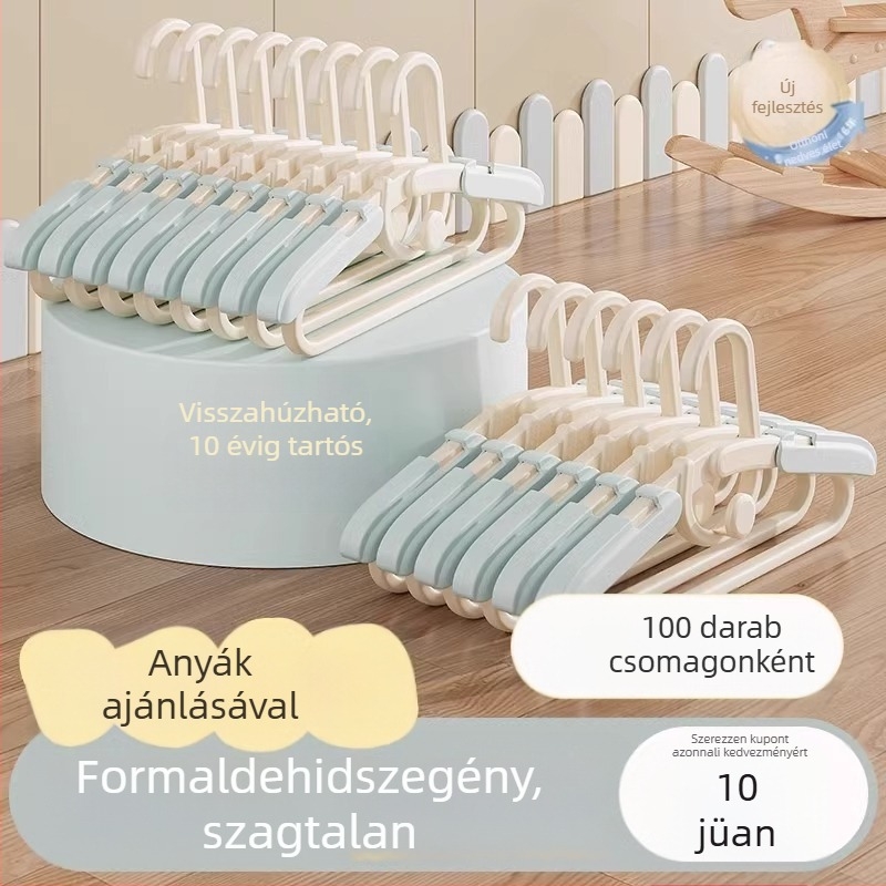 Baba- és újszülött ruhafogas, kihúzható, szagtalan, összecsukható, ruhák felakasztásához és tárolásához