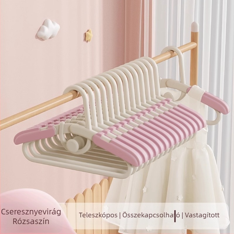 Baba- és újszülött ruhafogas, kihúzható, szagtalan, összecsukható, ruhák felakasztásához és tárolásához