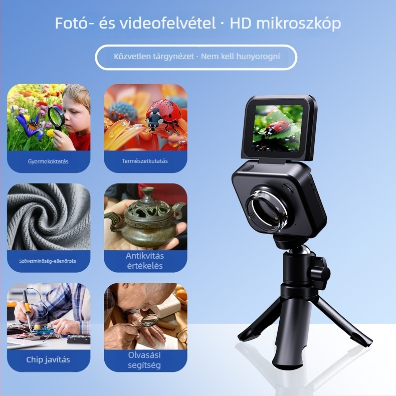 Kézben tartható elektronikus nagyító digitális mikroszkóppal ipari karbantartáshoz, valamint mobiltelefonok, órák és ékszerek vizsgálatához
