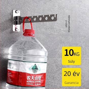 Rozsdamentes acélból készült, falra szerelhető, összecsukható ruhaszárító rúd, balkoni használatra