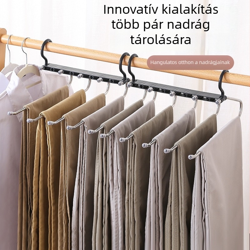Többcélú rozsdamentes acél nadrágakasztó, összecsukható fogas, visszahúzható nadrágklipszekkel