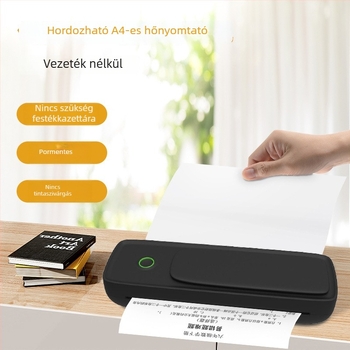 Vezeték nélküli mini hőnyomtató, hordozható, A4-es méret, otthoni használatra