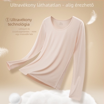 Női vékony melegítő felső kerek nyakkal, fekete szén-szürke színben, alaprétegnek vagy külső viselésre, karcsú szabás, H8077