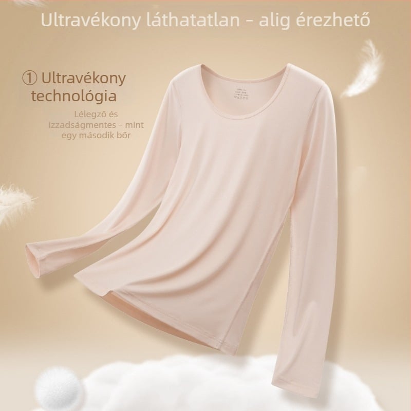 Női vékony melegítő felső kerek nyakkal, fekete szén-szürke színben, alaprétegnek vagy külső viselésre, karcsú szabás, H8077