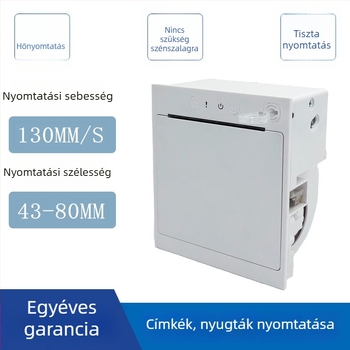 Beépített hőnyomtató címkékhez és nyugtákhoz, vágóval, panelnyomtató