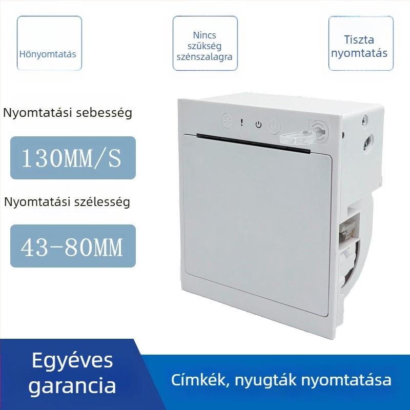 Beépített hőnyomtató címkékhez és nyugtákhoz, vágóval, panelnyomtató